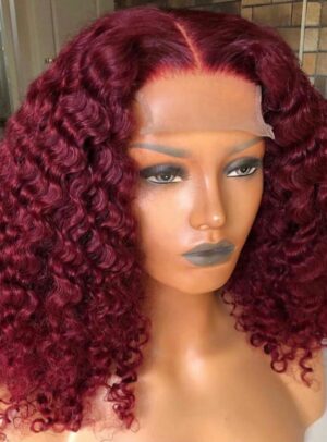 Jerry curl wig Red Frontal 14 pouces