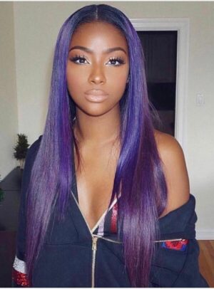 Wig Straight Frontal purple 24 Pouces